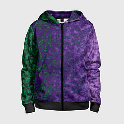 Толстовка на молнии детская Marble texture purple green color, цвет: 3D-черный