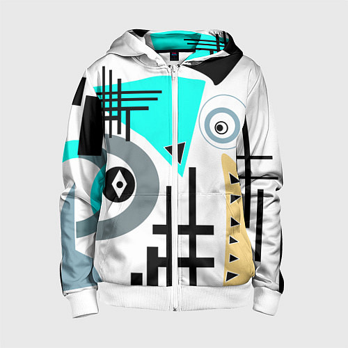 Детская толстовка на молнии Абстрактный современный дизайн / 3D-Белый – фото 1