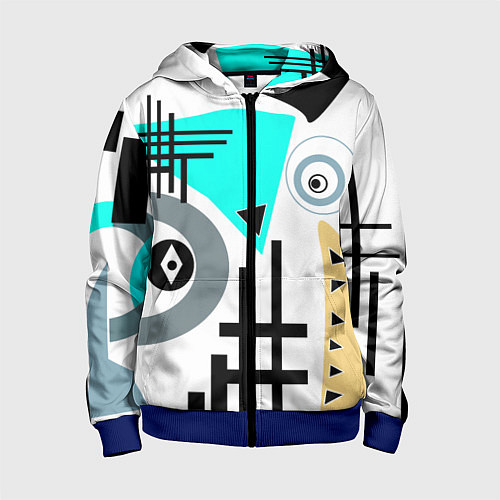 Детская толстовка на молнии Абстрактный современный дизайн / 3D-Синий – фото 1