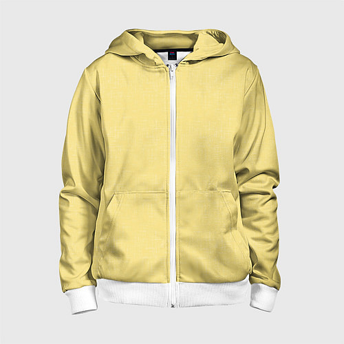 Детская толстовка на молнии Текстурированный лимонно-желтый однотонный / 3D-Белый – фото 1