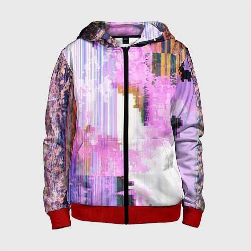 Детская толстовка на молнии Glitch art Fashion trend / 3D-Красный – фото 1