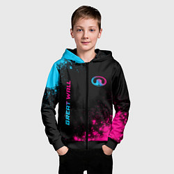 Толстовка на молнии детская Great Wall Neon Gradient, цвет: 3D-черный — фото 2