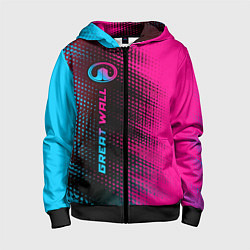 Толстовка на молнии детская Great Wall Neon Gradient FS, цвет: 3D-черный