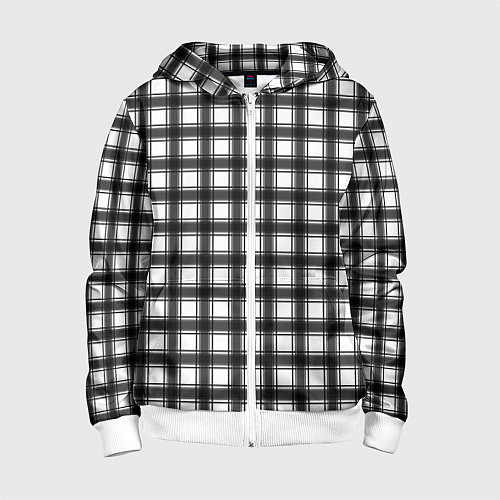 Детская толстовка на молнии Black and white trendy checkered pattern / 3D-Белый – фото 1