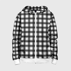 Толстовка на молнии детская Black and white trendy checkered pattern, цвет: 3D-белый