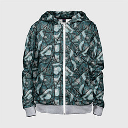 Детская толстовка на молнии Гранжевый абстрактный узор на темно сером фоне