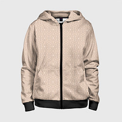 Толстовка на молнии детская Бежевый монохромный орнамент, цвет: 3D-черный