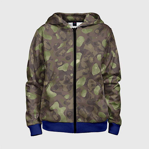 Детская толстовка на молнии Камуфляж Multicam / 3D-Синий – фото 1