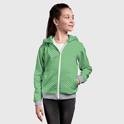 Толстовка на молнии детская Зеленые зигзаги, цвет: 3D-меланж — фото 2
