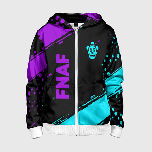 Детская толстовка на молнии Фредди - neon / 3D-Белый – фото 1