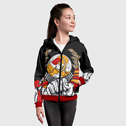 Толстовка на молнии детская Герб СССР на черном фоне, цвет: 3D-красный — фото 2