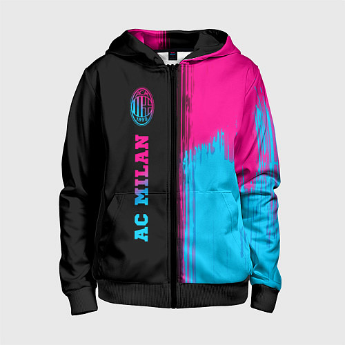 Детская толстовка на молнии AC Milan - neon gradient: по-вертикали / 3D-Черный – фото 1