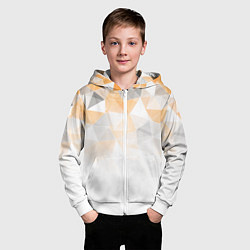 Толстовка на молнии детская Однотонный белый и желто-серый геометрический, цвет: 3D-белый — фото 2