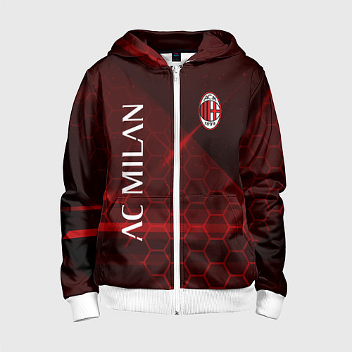 Детская толстовка на молнии Ac milan Соты / 3D-Белый – фото 1