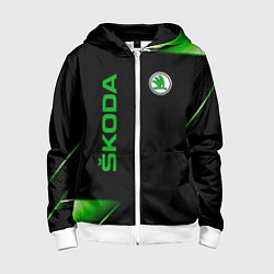 Толстовка на молнии детская Skoda Sport Абстракция, цвет: 3D-белый