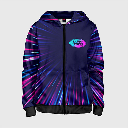 Детская толстовка на молнии Land Rover neon speed lines / 3D-Черный – фото 1