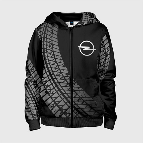 Детская толстовка на молнии Opel tire tracks / 3D-Черный – фото 1