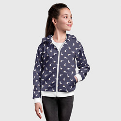 Толстовка на молнии детская Гуси на синем паттерн, цвет: 3D-белый — фото 2