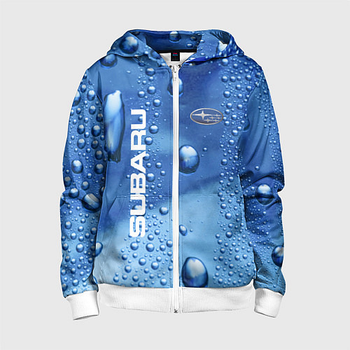 Детская толстовка на молнии Subaru - капли / 3D-Белый – фото 1