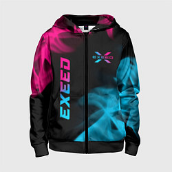 Толстовка на молнии детская Exeed - neon gradient: символ и надпись вертикальн, цвет: 3D-черный