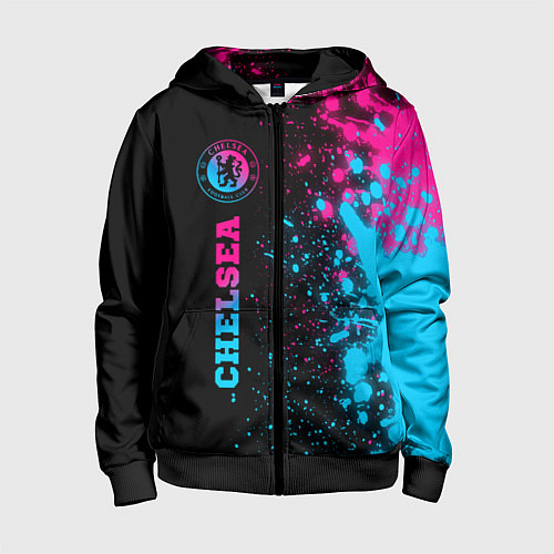 Детская толстовка на молнии Chelsea - neon gradient: по-вертикали / 3D-Черный – фото 1