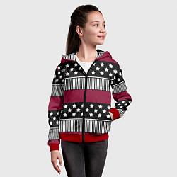 Толстовка на молнии детская Burgundy black striped pattern, цвет: 3D-красный — фото 2