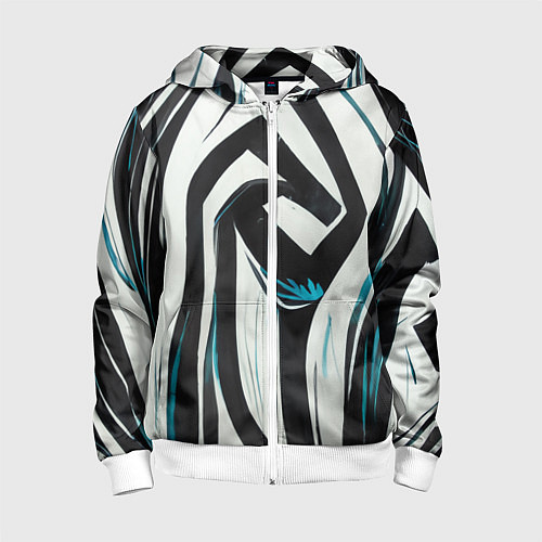 Детская толстовка на молнии Цифровой окрас зебры / 3D-Белый – фото 1