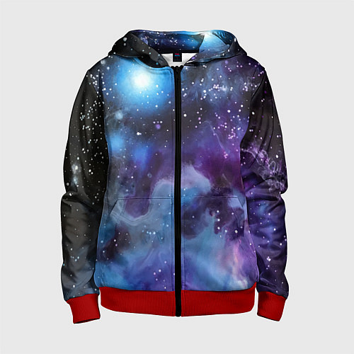 Детская толстовка на молнии Дым вселенной / 3D-Красный – фото 1