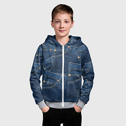 Толстовка на молнии детская Джинсовка jeans, цвет: 3D-меланж — фото 2