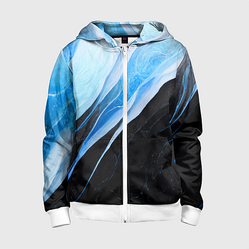 Детская толстовка на молнии Тёмно-синий мрамор / 3D-Белый – фото 1