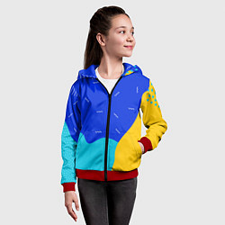 Толстовка на молнии детская Кляксы - абстракция, цвет: 3D-красный — фото 2