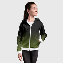 Толстовка на молнии детская Черный и хвойный зеленый градиент, цвет: 3D-белый — фото 2