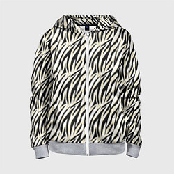 Толстовка на молнии детская Тигровый полосатый узор-черные, бежевые полосы на, цвет: 3D-меланж