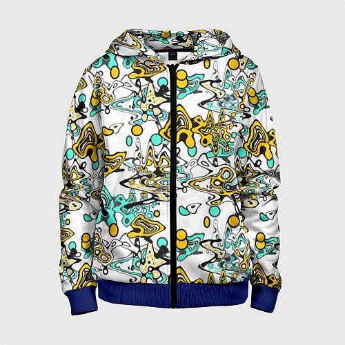 Детская толстовка на молнии Abstract pattern waves and streaks / 3D-Синий – фото 1