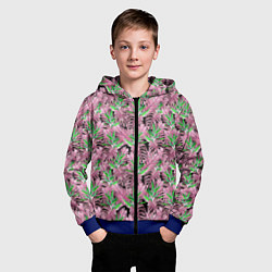 Толстовка на молнии детская Tropical plants in brown and green, цвет: 3D-синий — фото 2