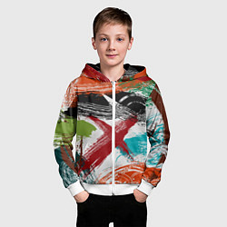 Толстовка на молнии детская Мазки кистью по холсту цветной краской abstraction, цвет: 3D-белый — фото 2