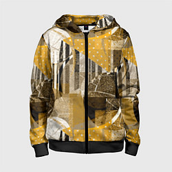 Детская толстовка на молнии Гранжевая абстракция: Черный, белый, горчичный орн