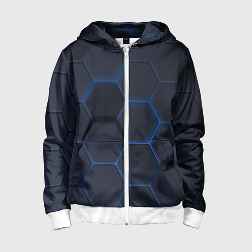 Детская толстовка на молнии Неоновая броня голубая / 3D-Белый – фото 1
