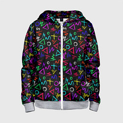 Толстовка на молнии детская League Of Legends: Arcane neon logo, цвет: 3D-меланж