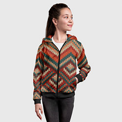 Толстовка на молнии детская Вязаная ткань - текстура, цвет: 3D-черный — фото 2