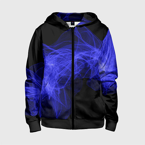 Детская толстовка на молнии Синяя звуковая волна / 3D-Черный – фото 1