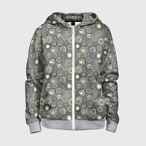 Детская толстовка на молнии Серый абстрактный узор ретро с кольцами / 3D-Меланж – фото 1