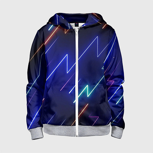 Детская толстовка на молнии Неоновые изогнутые линии / 3D-Меланж – фото 1