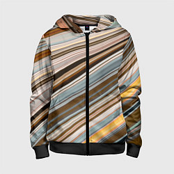 Толстовка на молнии детская Colored wavy lines, цвет: 3D-черный