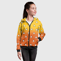 Толстовка на молнии детская Оранжевое кимоно с треугольниками - Зеницу клинок, цвет: 3D-черный — фото 2