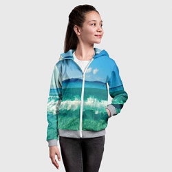 Толстовка на молнии детская Волна набегает на берег, цвет: 3D-меланж — фото 2
