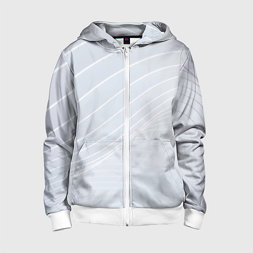Детская толстовка на молнии Серый фон и белые линии / 3D-Белый – фото 1