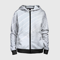 Толстовка на молнии детская Серый фон и белые линии, цвет: 3D-черный