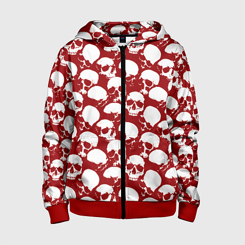 Детская толстовка на молнии Череп и кровь / 3D-Красный – фото 1