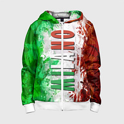 Толстовка на молнии детская Флаг Италии - кляксы, цвет: 3D-белый